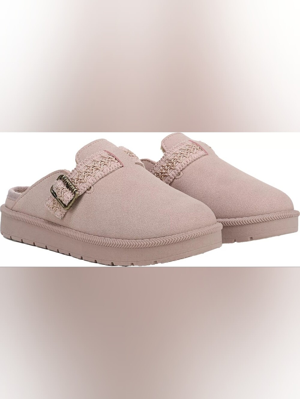 NWT Blowfish Malibu "Monday" Pink Suede Slip-On Mules With Fur Lining